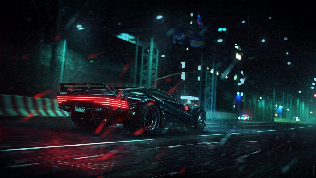 Cyberpunk Car Computer Wallpaper