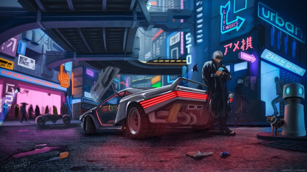 HD Cyberpunk Car Computer Wallpaper