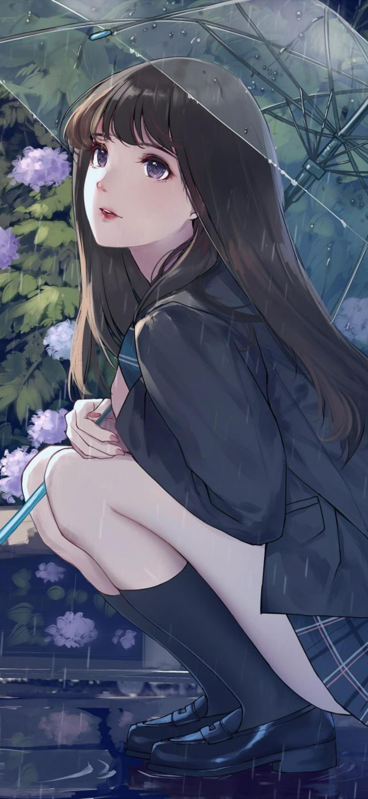 Alone Anime Girl Wallpaper iPhone 14 Pro