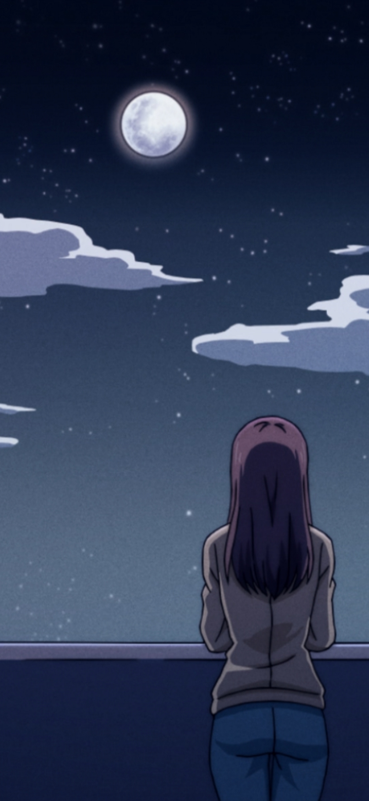 Alone Anime Girl iPhone Home Screen Wallpaper