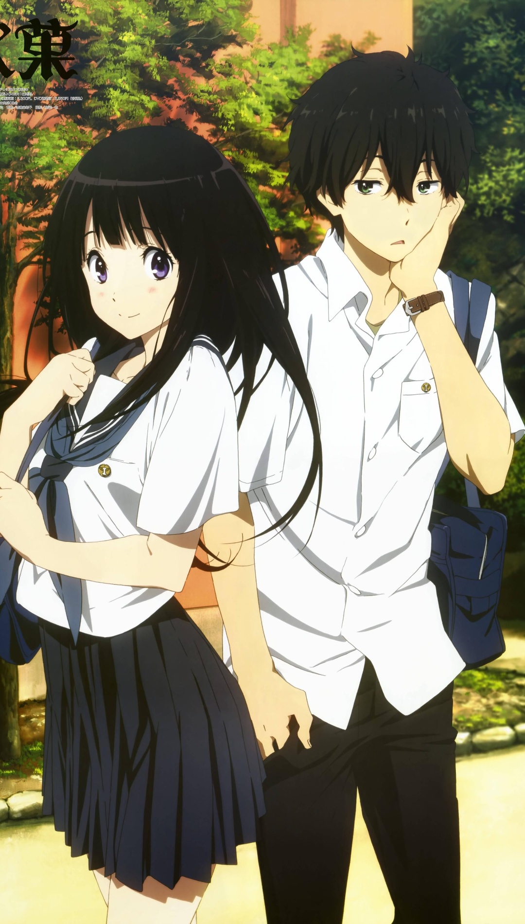 Anime School Couple HD iPhone Wallpaper