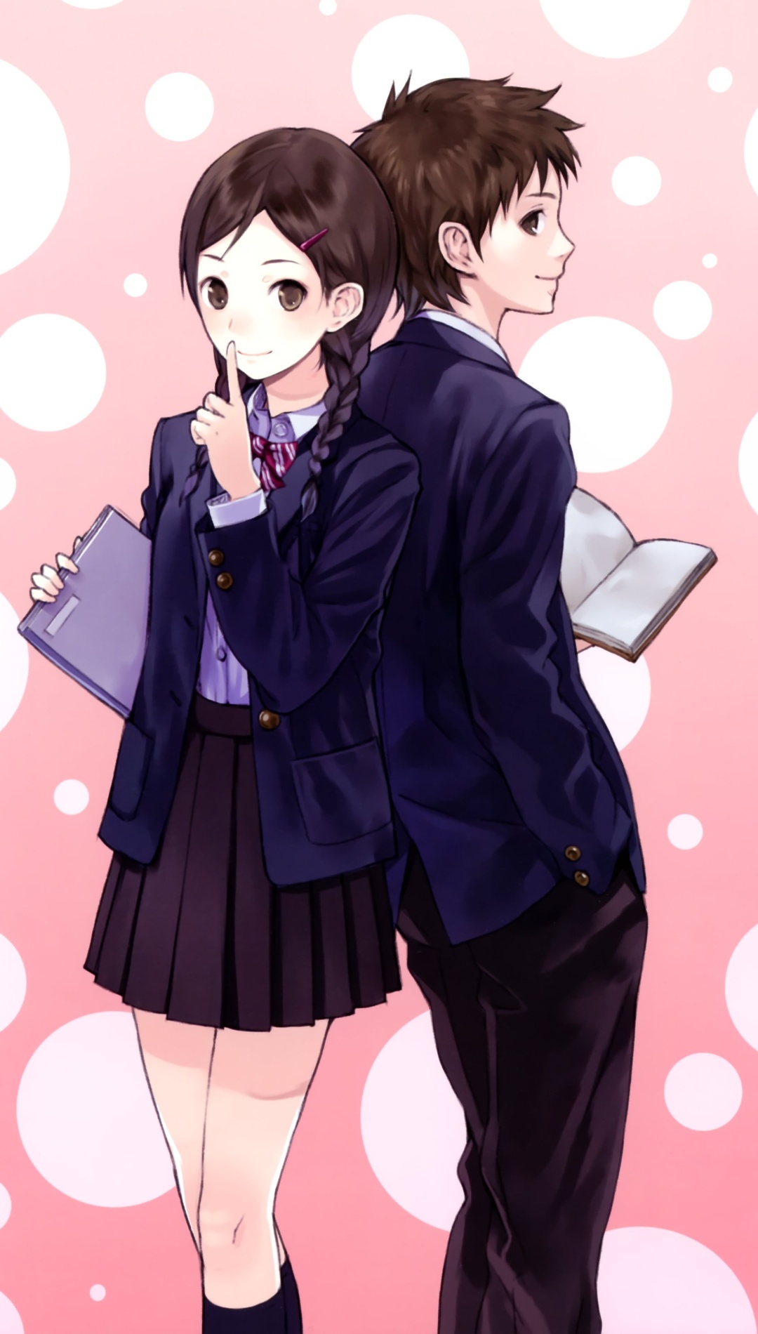 Anime School Couple Wallpaper 4k For iPhone
