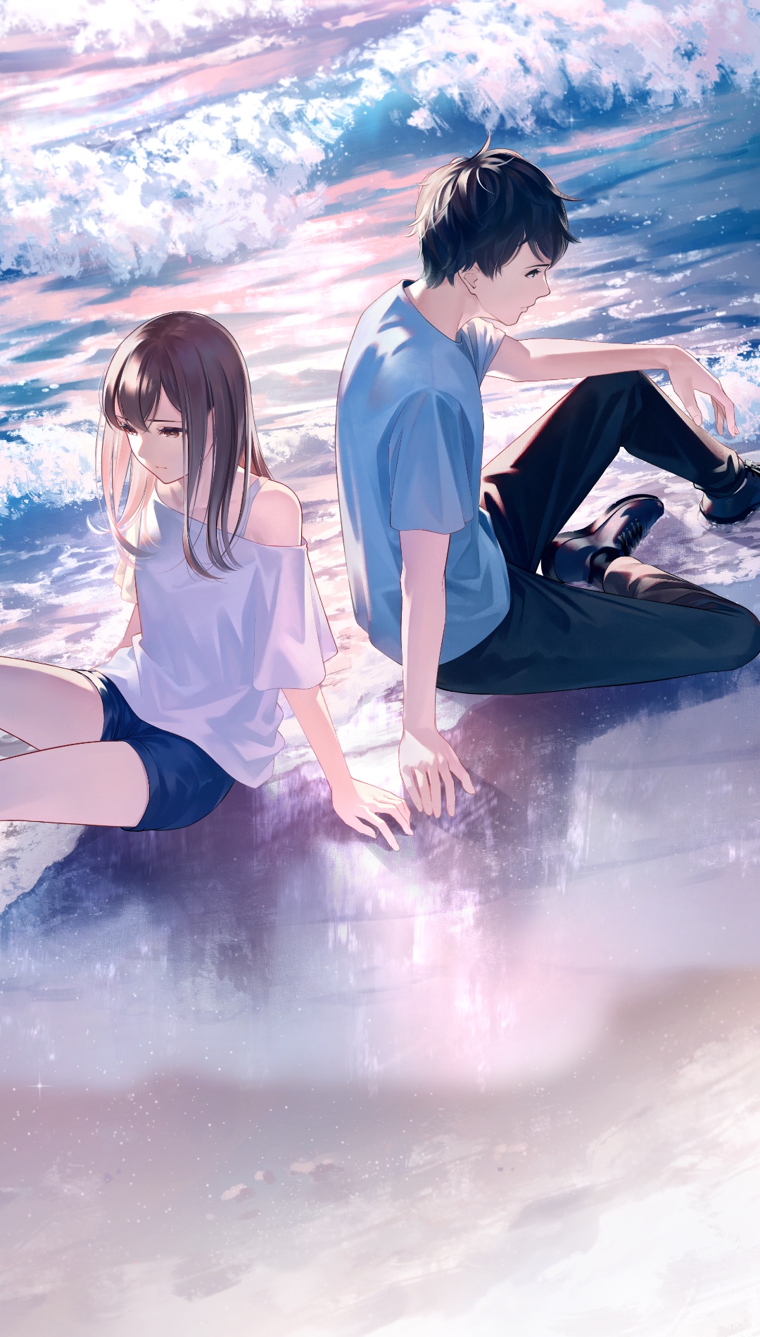 Anime School Couple Wallpaper iPhone 11