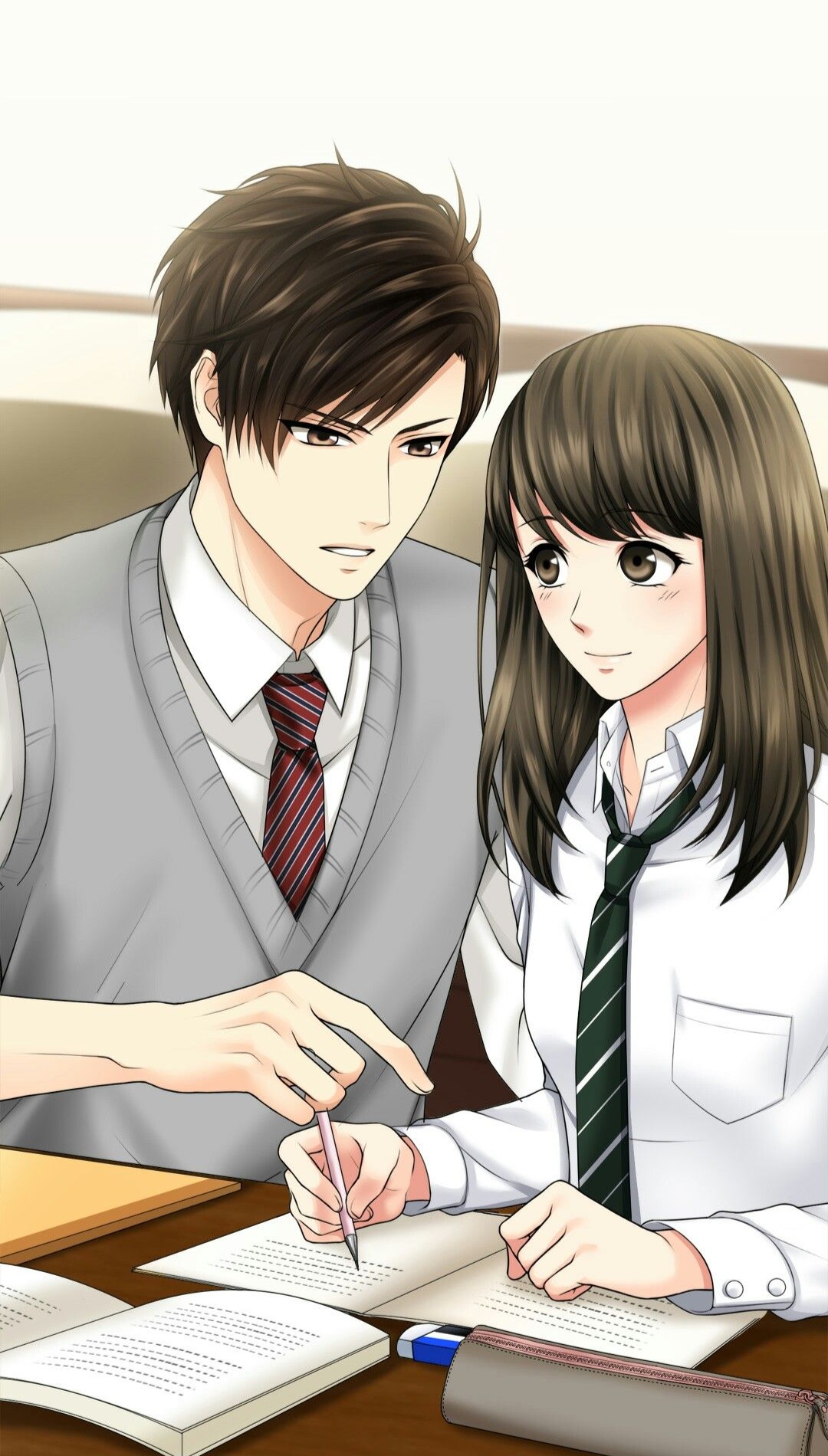 Anime School Couple Wallpaper iPhone 12