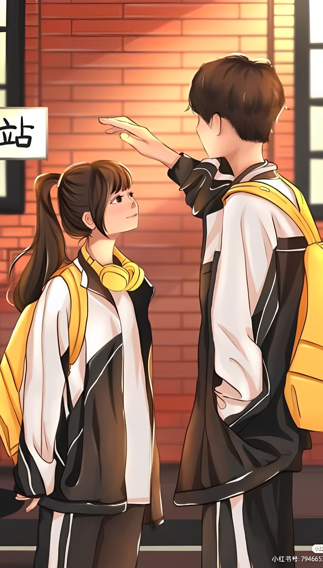 Anime School Couple Wallpaper iPhone 13