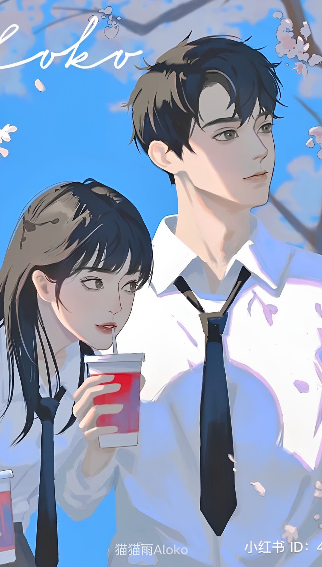 Anime School Couple Wallpaper iPhone 14 Pro