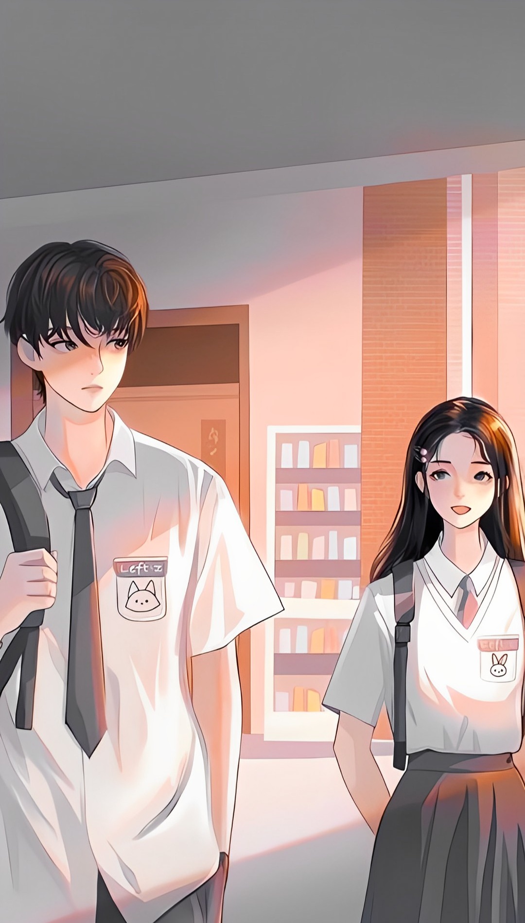 Anime School Couple Wallpaper iPhone