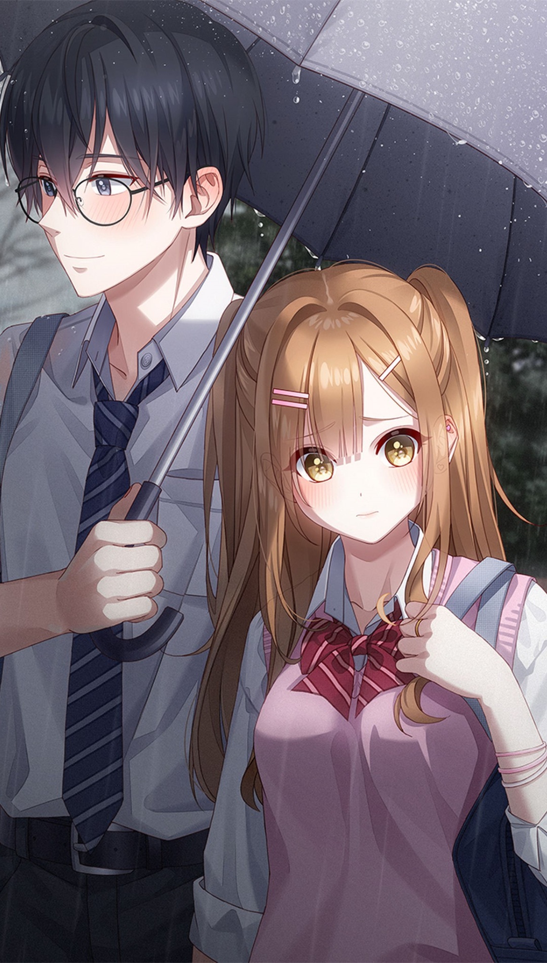 Anime School Couple iPhone Home Screen Wallpaper