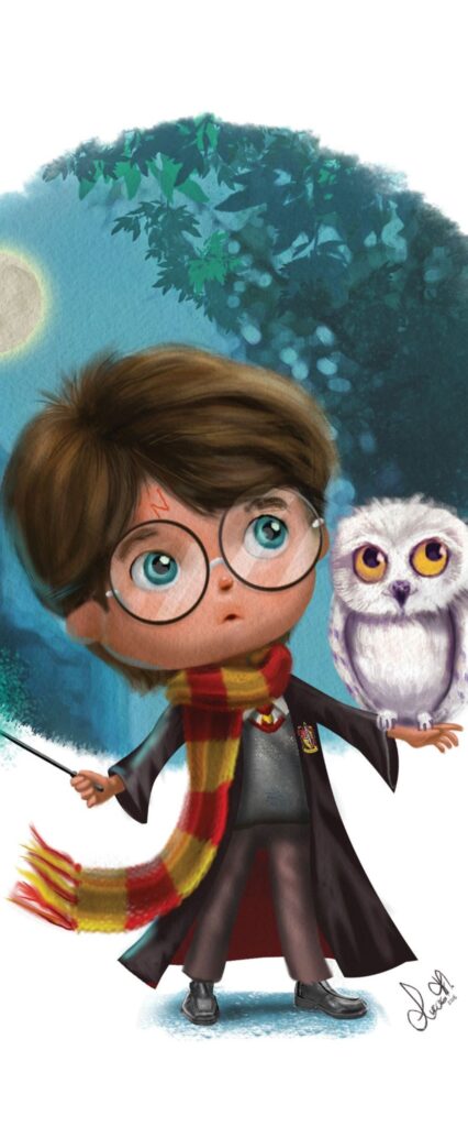 Cartoon Harry Potter iPhone Lock Screen Wallpaper