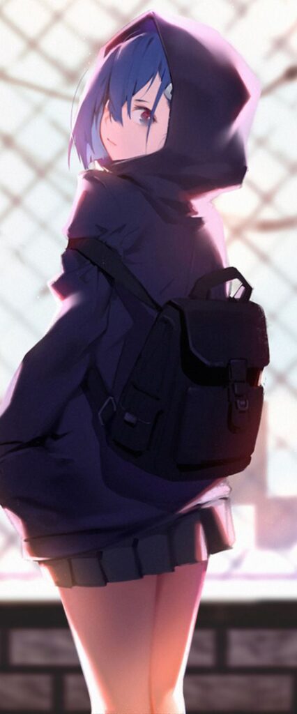 Anime Hoodie Girl Wallpaper For iPhone 14 Pro