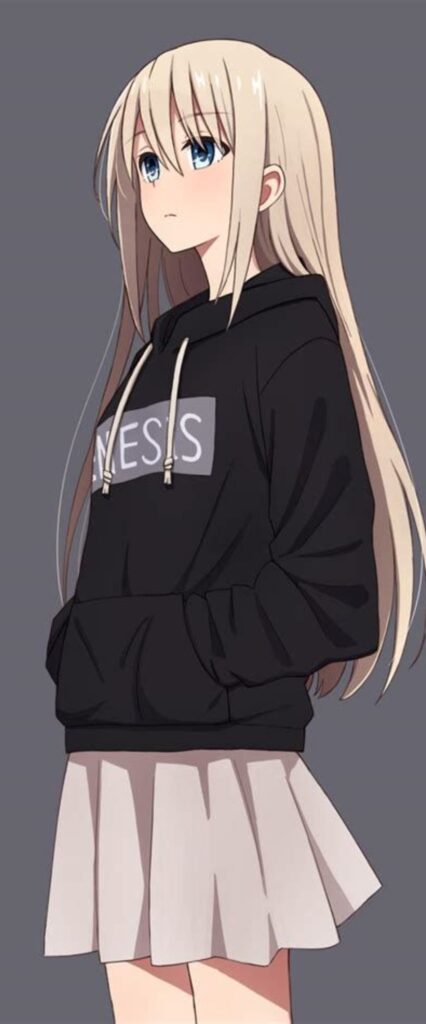 Anime Hoodie Girl iPhone Home Screen Wallpaper