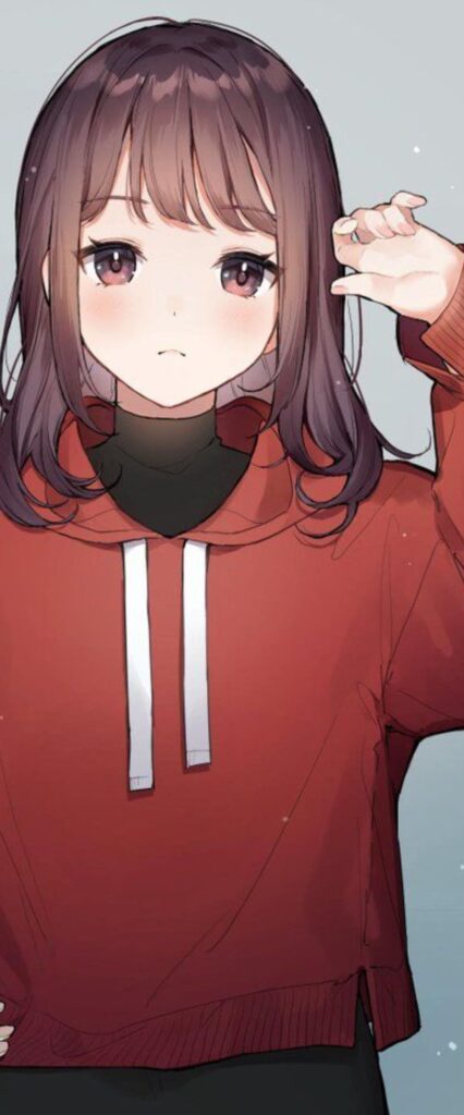 Anime Hoodie Girl iPhone Lock Screen Wallpaper