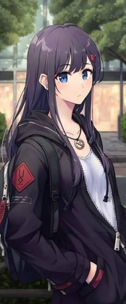 Anime Hoodie Girl iPhone Wallpaper 4k