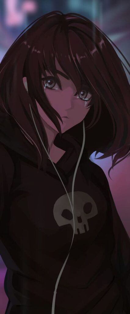 Anime Hoodie Girl iPhone Wallpaper HD