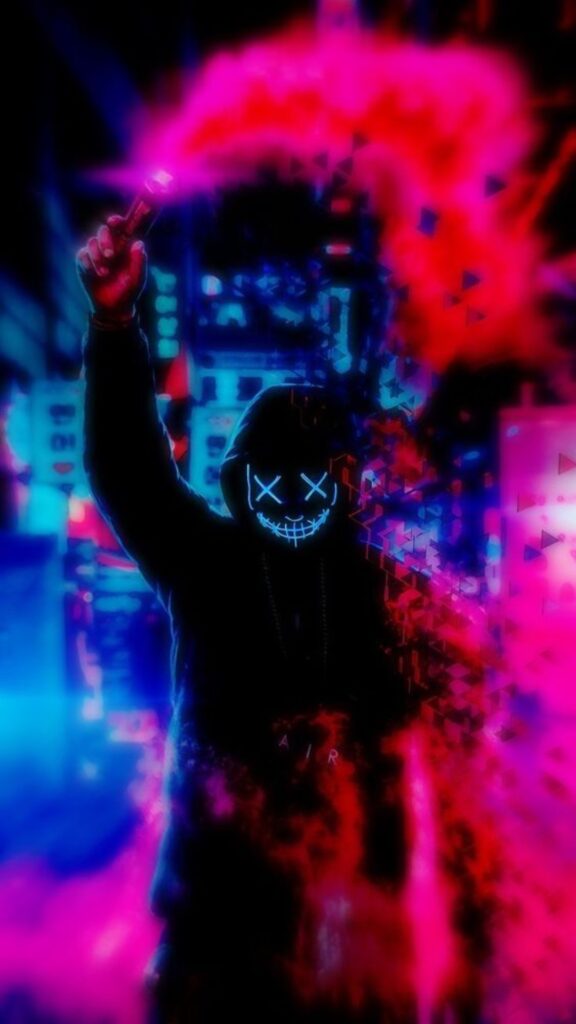Neon Mask Smoke Wallpaper